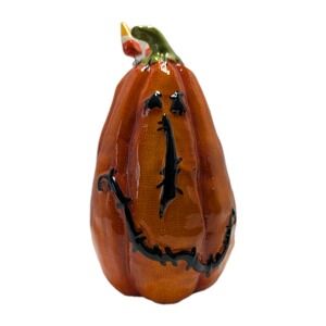 Blue Sky Clayworks Halloween 9.25" Table Top Stitched Pumpkin Jack-o-Lantern